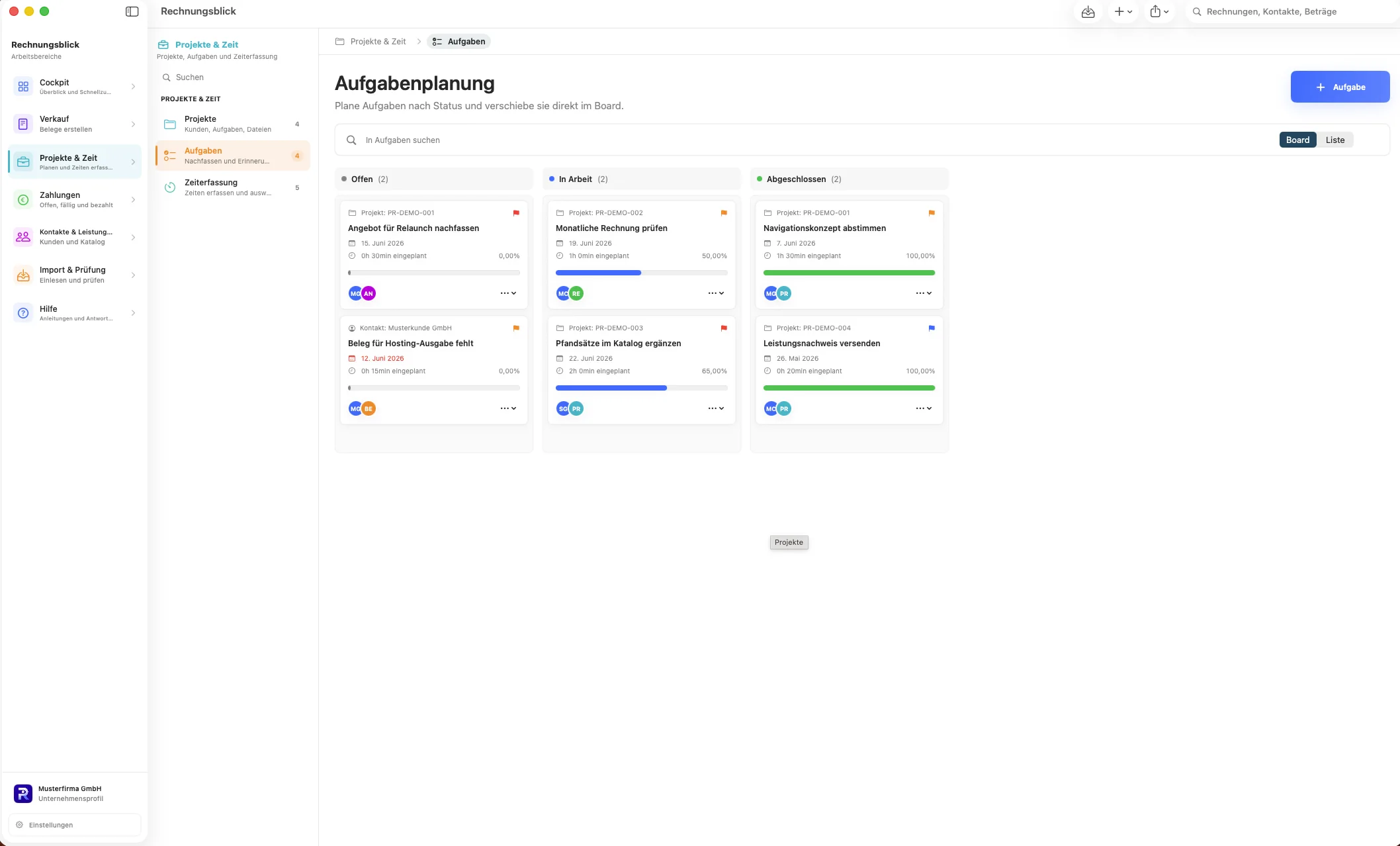 Aufgabenplanung als Kanban-Board