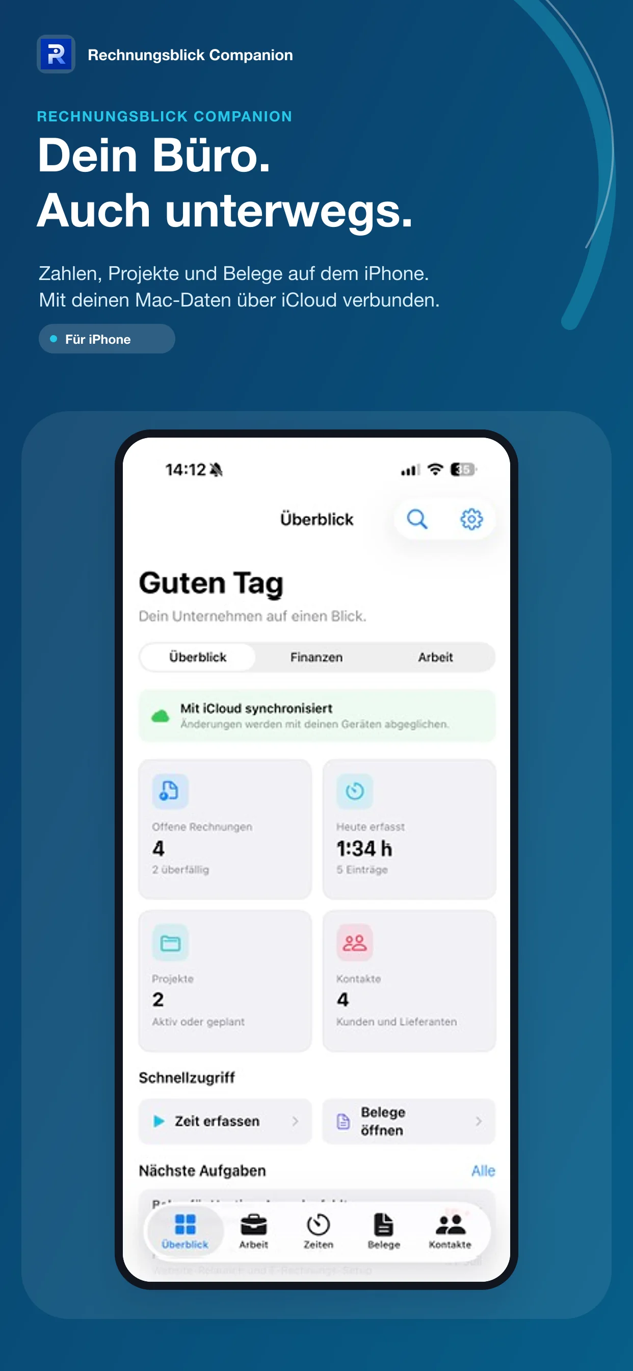 Rechnungsblick Companion mit mobilem Büro-Cockpit