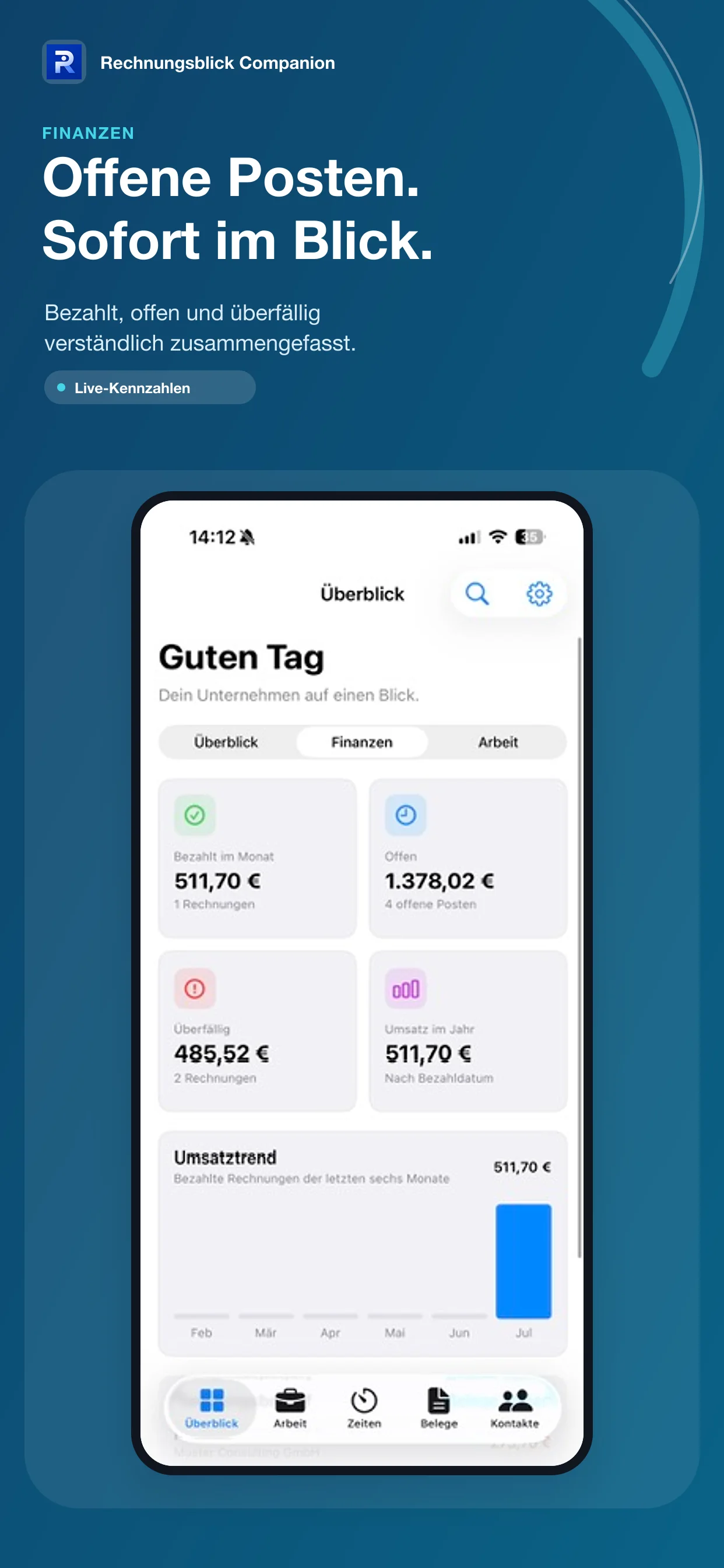 Offene Posten und Finanzkennzahlen auf dem iPhone