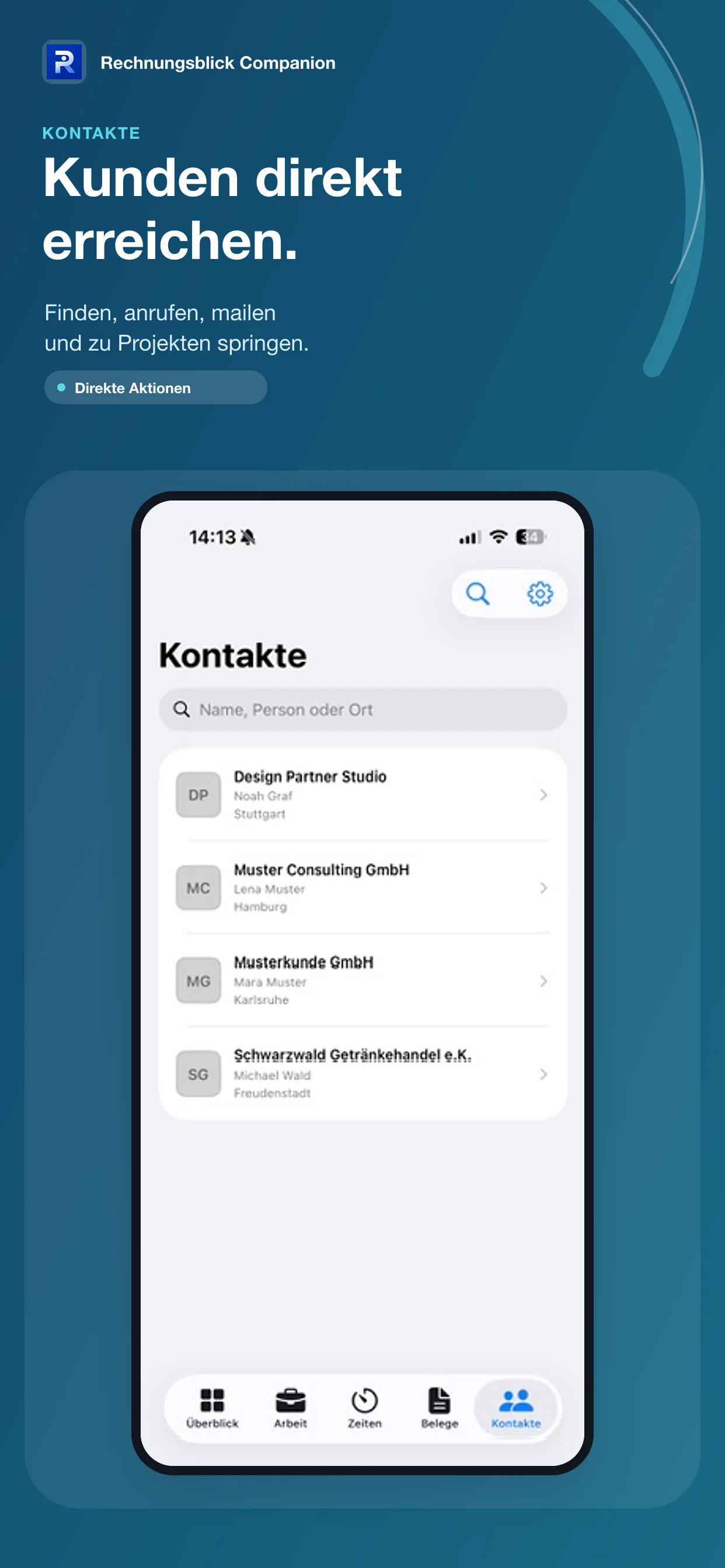 Synchronisierte Kunden und Kontakte auf dem iPhone