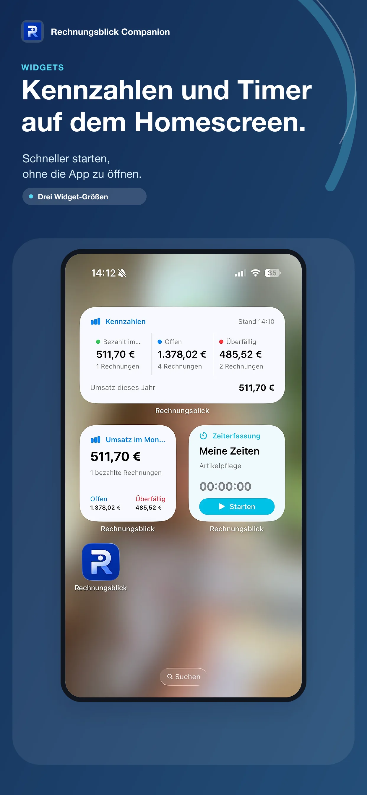 Kennzahlen- und Zeiterfassungs-Widgets für das iPhone