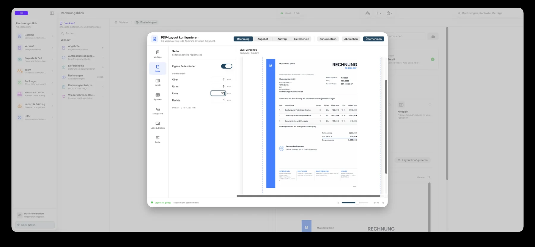 Seitenränder im PDF-Layout-Editor millimetergenau einstellen