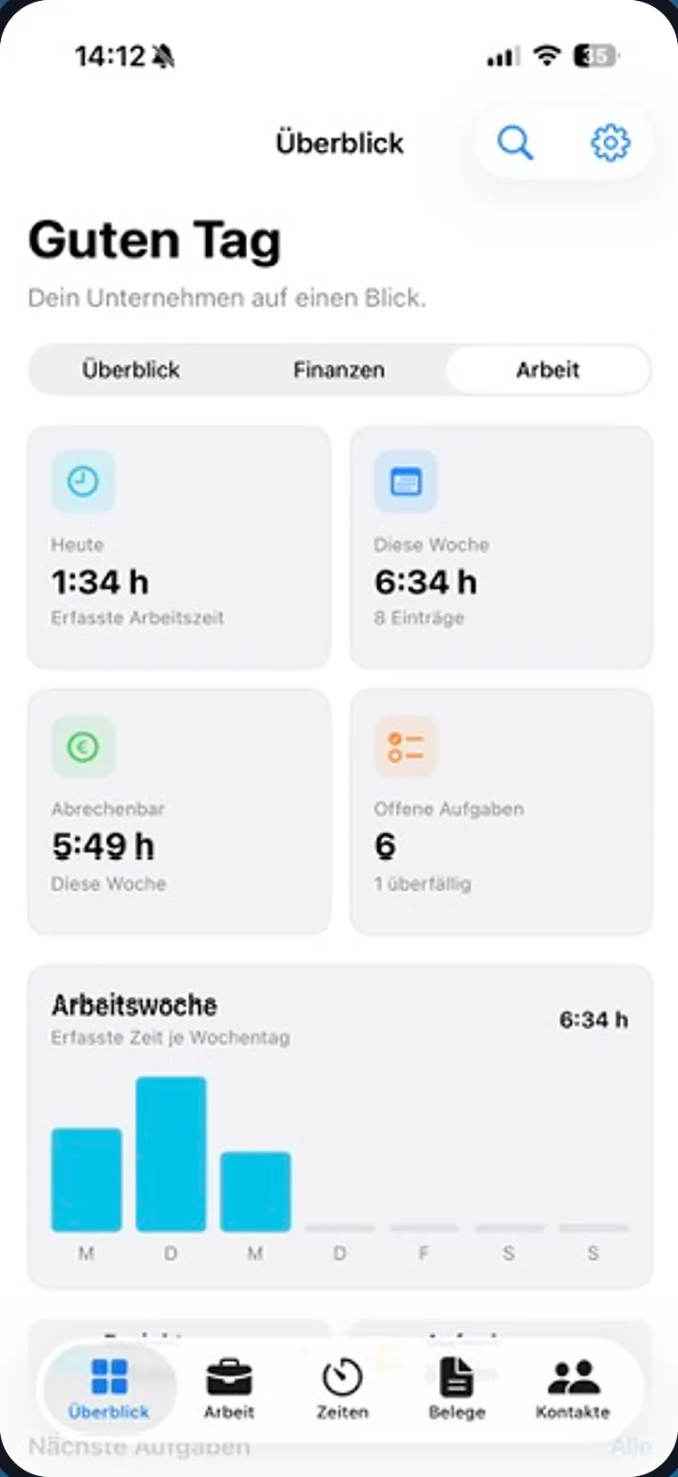 Arbeitswoche in Rechnungsblick Companion