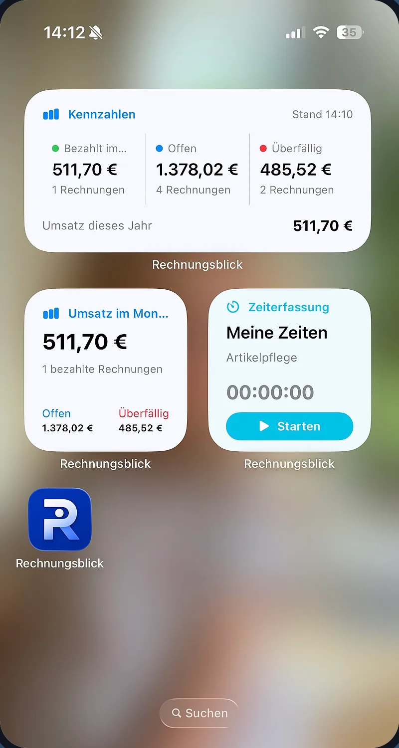 Widgets in Rechnungsblick Companion